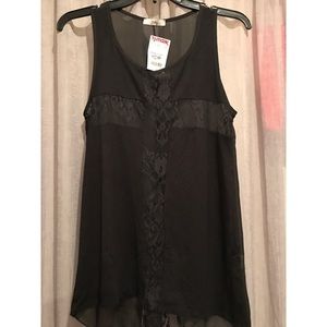 Sheer, black, fashion tank